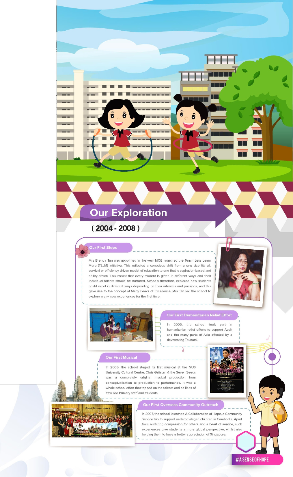 School newsletter page titled Our Exploration 2004-2008